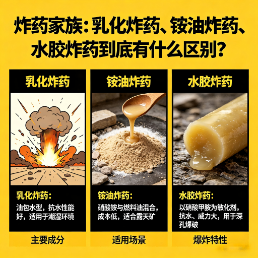 仪征炸药家族：乳化炸药、铵油炸药、水胶炸药到底有什么区别？